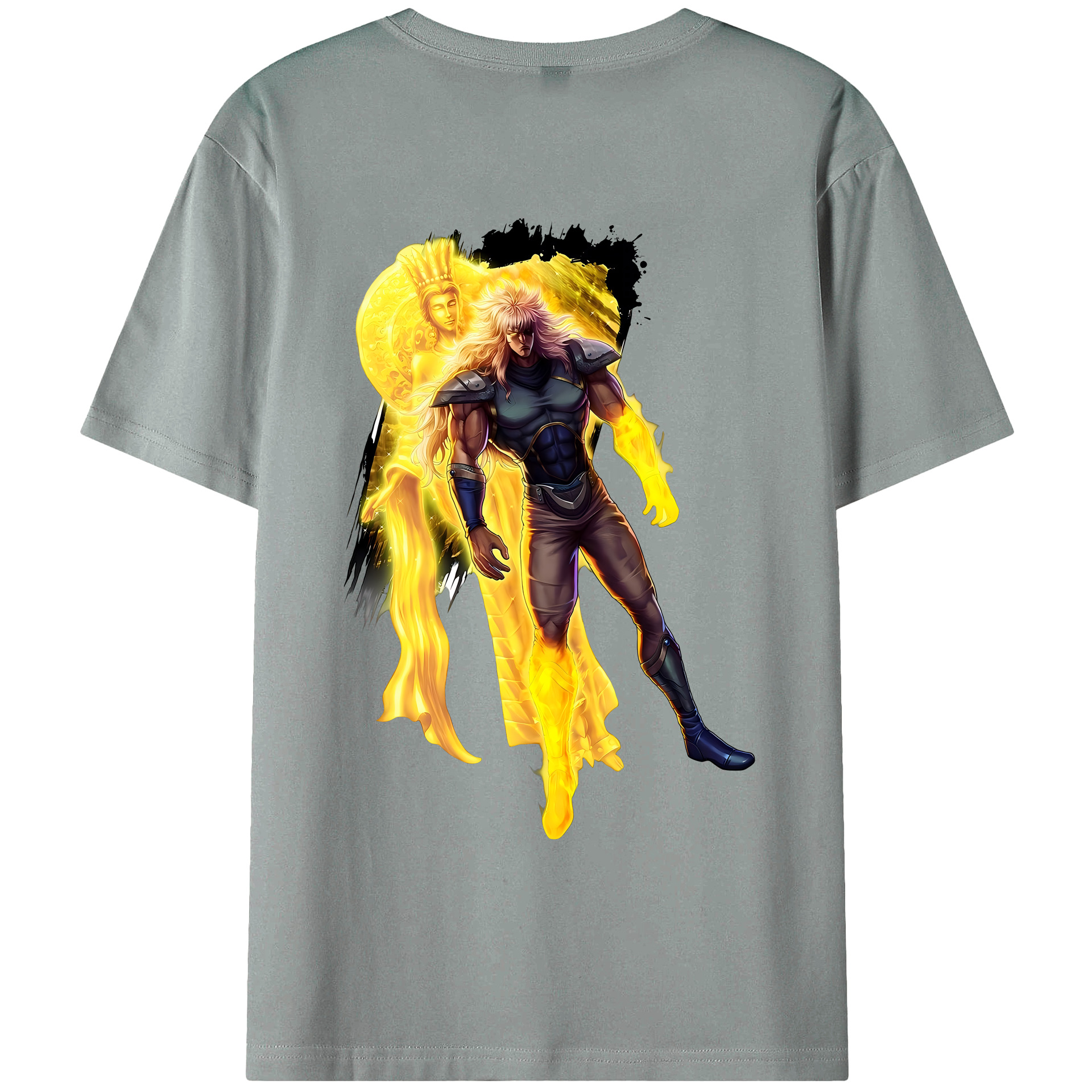 （画像用） 北斗の拳 Fist of the North Star 綿100％ メンズ半袖Tシャツ（バックプリント） 通気性